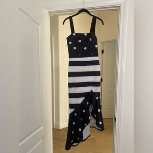 True Violet black and white polka dot midi dress